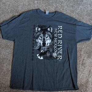 NWOT Red River New Mexico Size 2XL Gray Native/Wolves/Eagles Short Sleeve Shirt